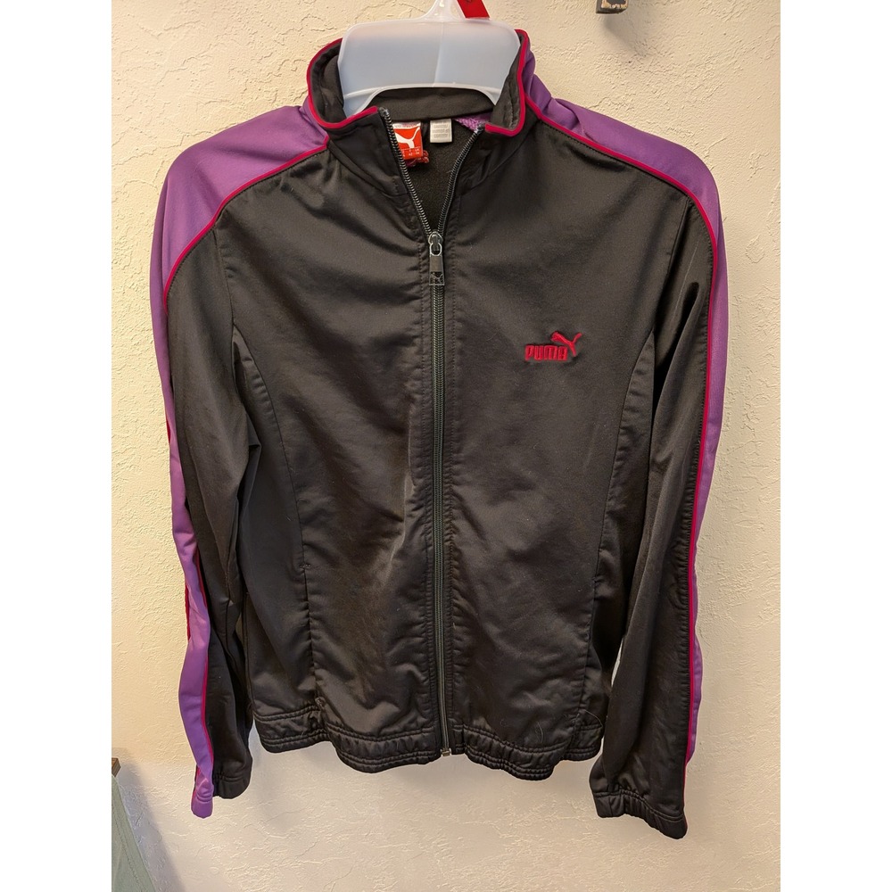 Puma Sportlifestyle Track Jacket Gray Purple Full Zip Athletic Women's Large L